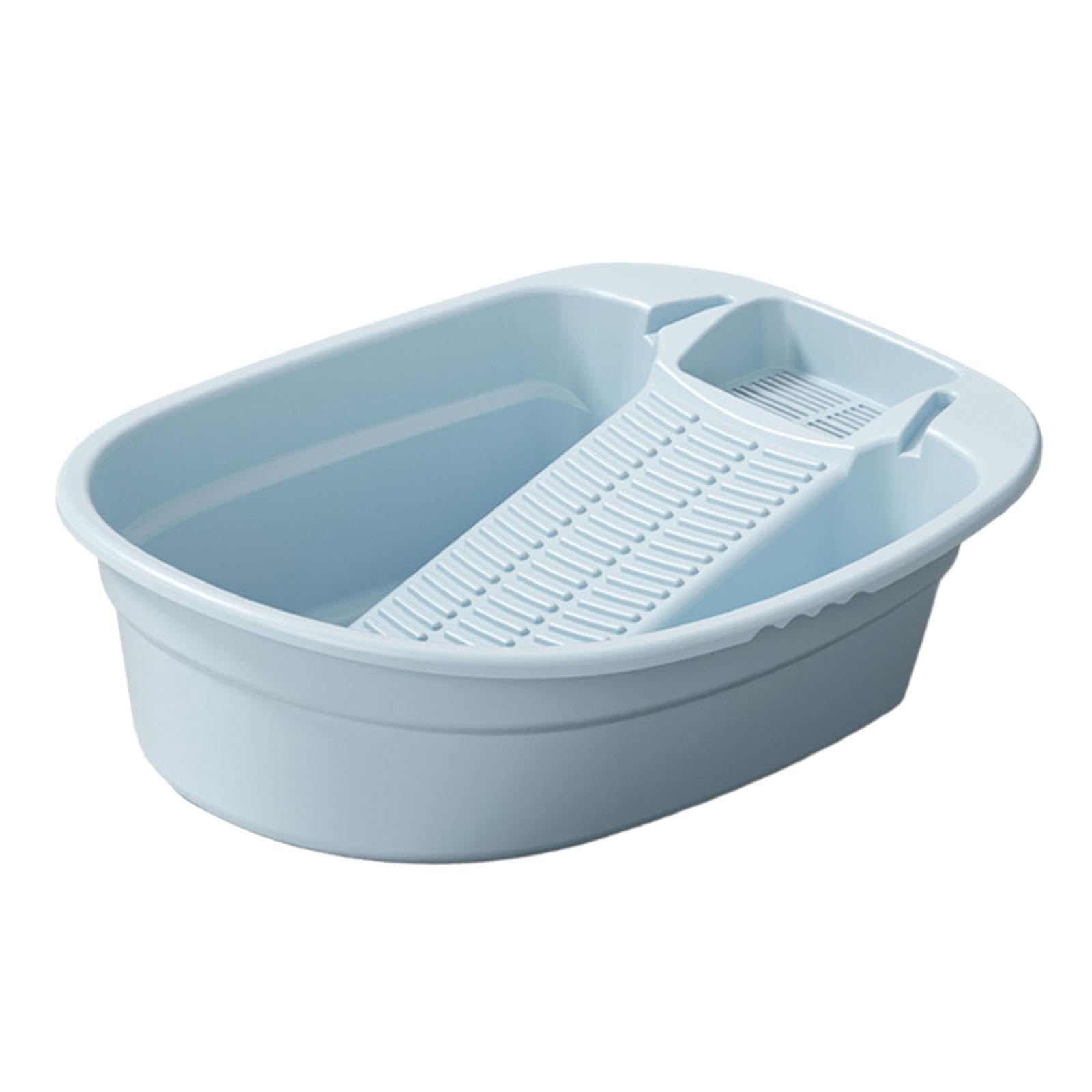 Poxzsfx Blue Hand Washing Made Easy With Washboard Basin Home Laundry Basin With Washboard Unique Compact Utility Providing Ample Space To Wash Multiple Items At, 18.90X14.96x5.51 Inch
