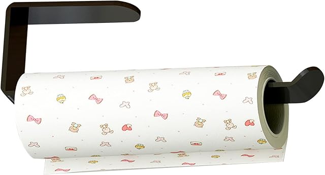 Alfresco Kitchen Roll Holder Under CabinetTowel Holder Kitchen Paper & Bathroom TowelGlue Adhesive Kitchen Roll HolderBathroom Towel HolderNo Drill Wall Mounted Storage OrganiserBlack (CFZGH001)