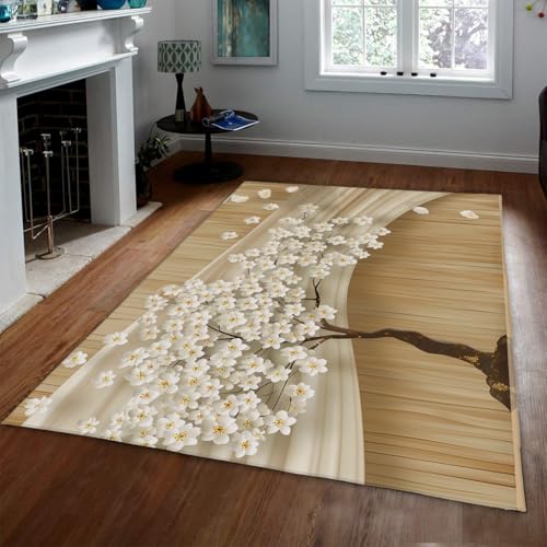 Tapis doux cerisier lavable en machine pour décoration de maison - 3