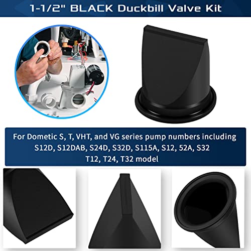 4 Pack DB Valve 1-1/2" Black Duckbill Valve Kit Replace fit for Dometic 385310076 Compatible for Sealand Vacuum Generators S & T Series Pumps model#S12D S12DAB S24D S32D S115A S12 52A S32 T12 T24 T32 by Sunluway - Used condition - Image 5