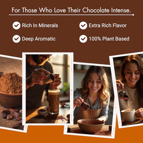 بليس أوف إيرث مسحوق كاكاو غامق عضوي طبيعي 250 جرام لصنع كيك الشوكولاتة ومخفوق الشوكولاتة، غير محلى