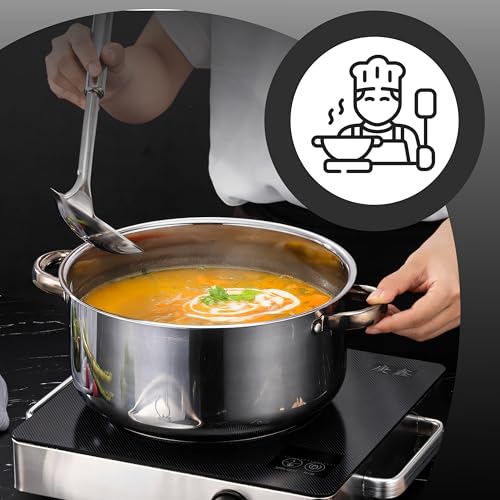 Retoo Retoo Topf und Pfannenset Induktion 15-teilig Kochtopf Set mit Deckel, 3 Schöpfkellen, Pfanne, Topfset Edelstahl Bratpfanne, Griff, Spülmaschinengeeignet Durchmesser 17/19/21/25 cm - Zusatzansicht 4 | Kochtöpfe