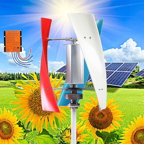 Windkraftanlagen-Set mit Laderegler, vertikale Stromerzeugungsanlage, 20.000 W vertikales Windkraftanlagen-Set – Kompakte 12V/24V/48V-Windkraftanlage für Haus, Wohnmobil und Boot – Effizient
