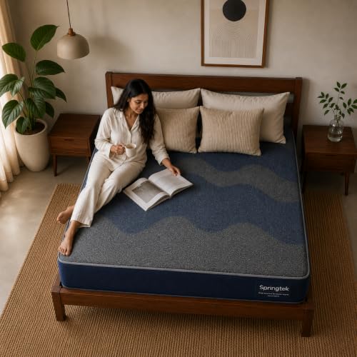 Springtek Hybrid Hard & Soft Dual Comfort Mattress Double Size 75x48 6 Inches | Medium Firm Support Mattresses | Double Side Comfort 2 Layer Breathabl