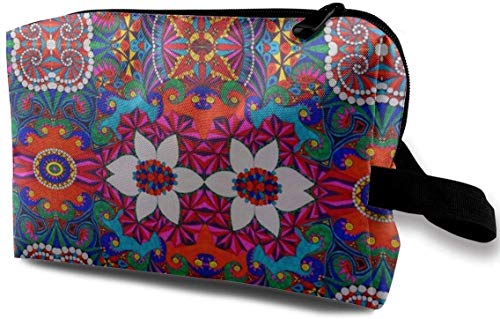 Preisvergleich Produktbild Flower Mandala_2000 Kosmetiktasche für Künstler, große Kapazität, Dunkelblau