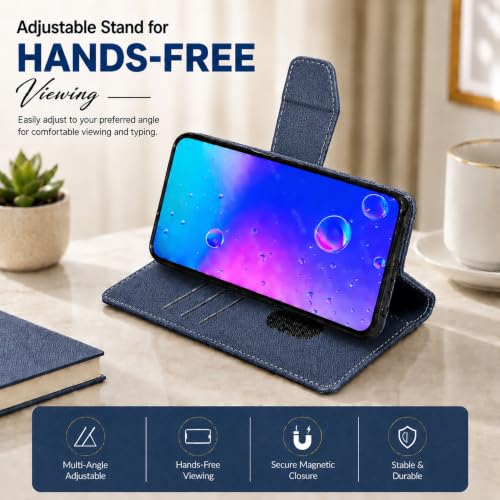 Image of SBMS Flip Cover for Oppo K13 5G Back Cover Case with Magnatic Closure | Inbuilt Stand | Card & Money Pocket (MatBlue)