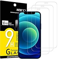 NEW'C 3 Pezzi, Vetro Temperato per iPhone 12, iPhone 12 Pro (6,1 Pollici), Pellicola Prottetiva Anti...