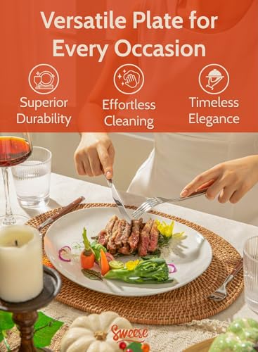 Image of Sweese 150.001 Porcelain Dinner Plates - 11 Inch - Set of 6, White
