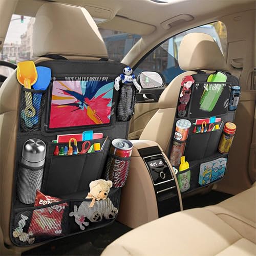 2 Pack Car Organizer Backseat Bag with Tablet Holder + 9 Storage Pockets Car Backseat Organizers for Kids Car Travel Accessories
