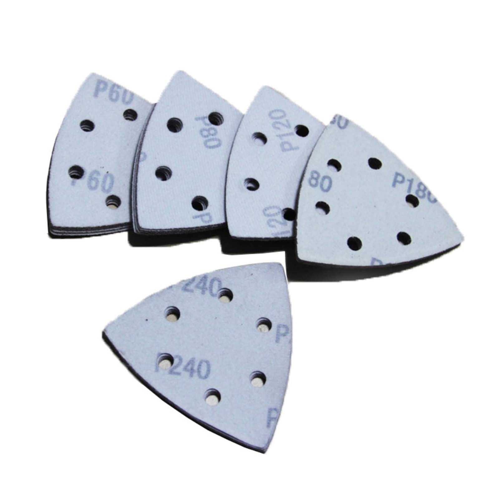 Disco de lija, hoja de papel de lija, almohadilla de lijado, 100 piezas de papel de lija triangular, disco abrasivo de 93 mm con respaldo de gancho y bucle for lijadora de grano 60 80 120 180 240 (tam