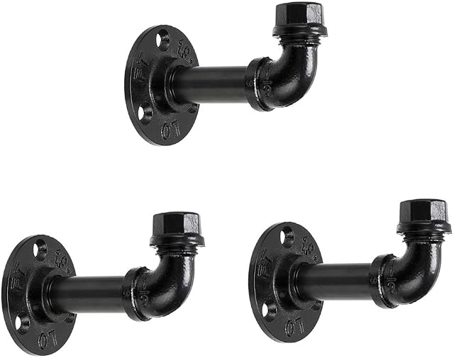 BTSKY 3PCS Vintage Industrial Iron Pipe Coat Hat Hook - Wall Mounted Retro Pipe Hook Hanger Holder Hanging Storage Rack for Robe, Towel, Bag, umbrella, Antique Home Decoration Decor