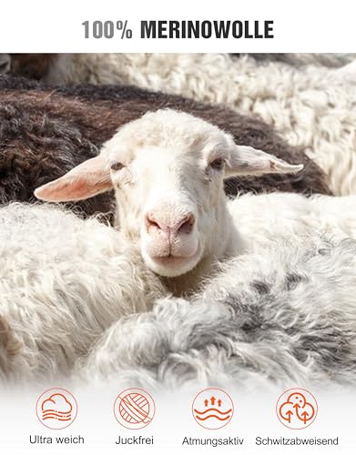 YESWEL 100% Merino Unterwäsche Herren Set, Weich Winter Thermounterwäsche, Warme Merinowolle Skiunterwäsche, Langarm Shirt und Hose Funktionsunterwäsche (Schwarz,L)