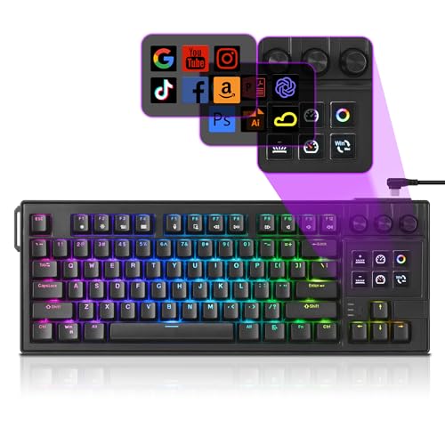 Image of darkFlash K87PRO TKL Mechanical Keyboard with 6 LCD Stream Control Keys & 3 Media Knobs - Gasket Mount, Hot-Swappable RGB Gaming & Streaming Macro Keyboard for PC & Mac (Black)