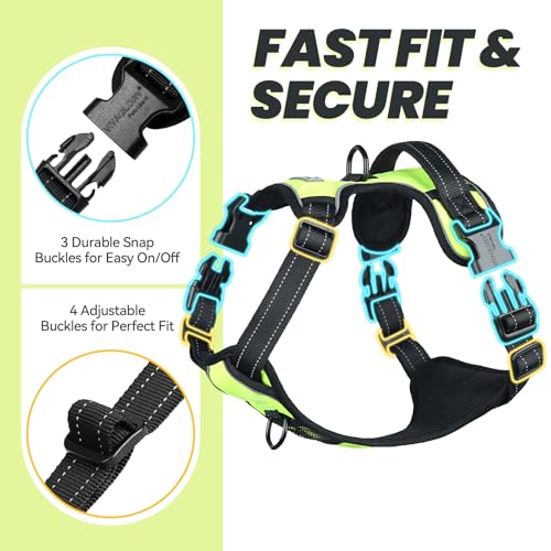 VIVAGLORY Easewalk Hundegeschirr, Anti Zug Hundegeschirr für Training & Spazieren, Anti Zieh Geschirr Welpengeschirr Mit Griff, Ausbruchsicher & Non-Stop für Welpe Hunde, M, Leuchtendgelb - Plain