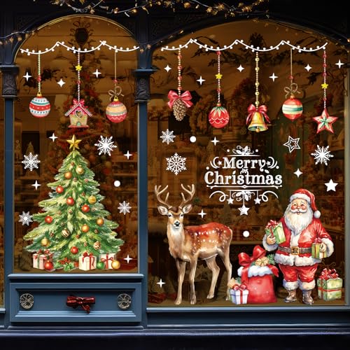 Edonkvi 86 Stk Fensterbilder Weihnachten Groß, Wiederverwendbar...