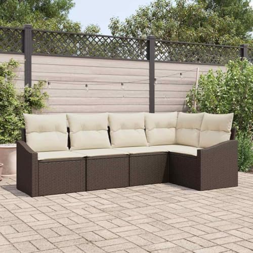 Canapé extérieur résistant vidaXL en polyrotin marron pour l'aménagement de jardin - 3