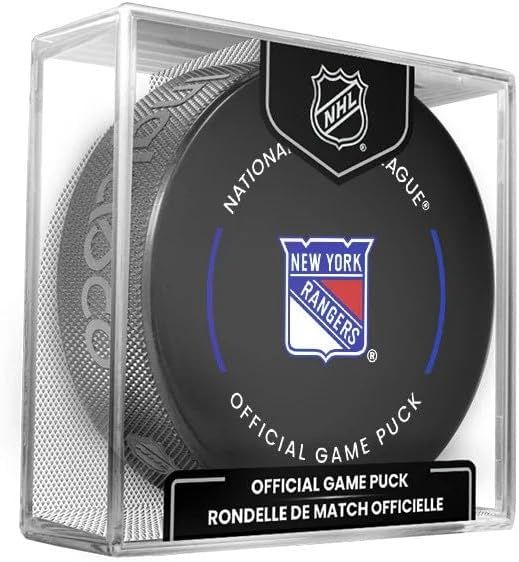 Rangers Official Game Hockey Puck with Holder