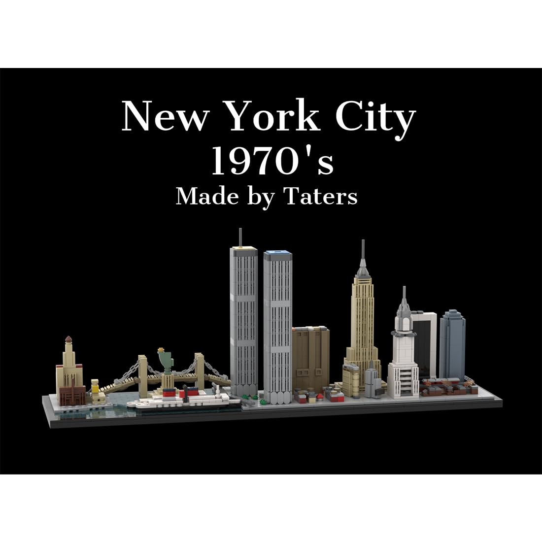 Set di mattoncini da costruzione di New York City, 1/2000 anni '70, modello skyline di New York con buona qualità, città iconica, decorazione per casa e ufficio, regali per adulti, 1950