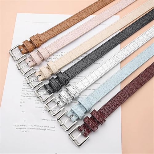 Women’S Simple Luxurious Thin PU Leather Belt Silver Pin Buckle 1.8Cm Wide Gothic Retro Casual Waistband For Jeans 6