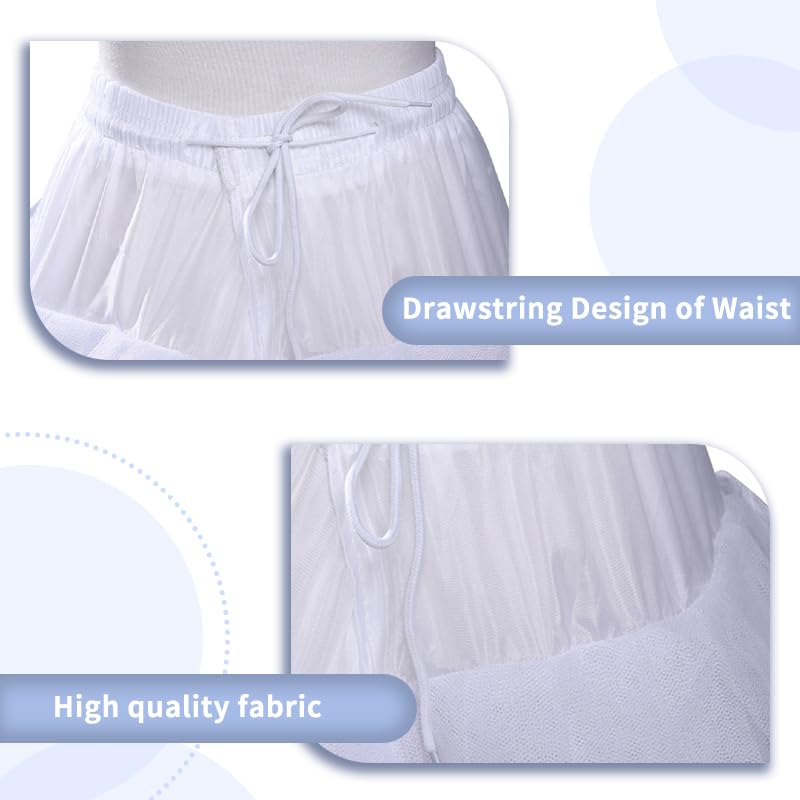 A-Line Hoopless Petticoat Crinoline Underskirt Slips 4 Layers Floor Length Slips for Wedding Dress White4