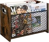 Segenn Zeitschriftenständer - Zeitschriftenhalter - Zeitungsablage Schreibtisch Organizer - Zeitungsbox Mesh und Holz - Magazine rack - magazine holder - Zeitungsbox - 22 x 41 x 30 cm