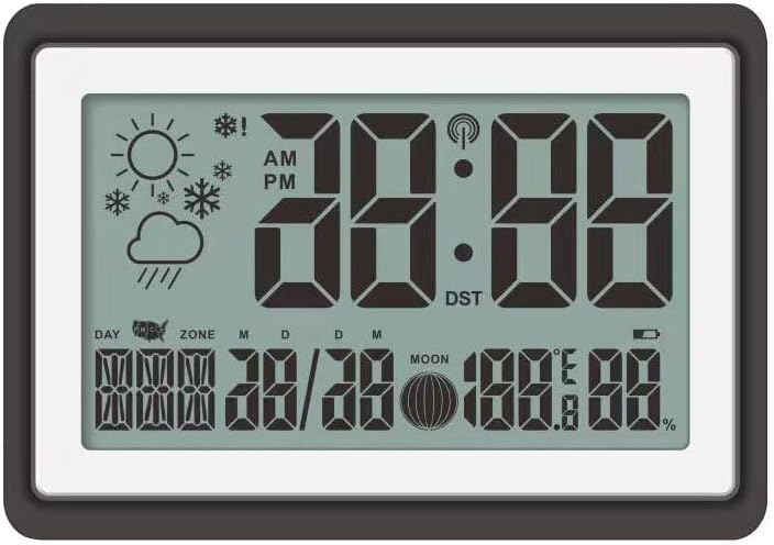Digital Clock with LCD Display,Wall Clock Desk Clocks Battery Operated with Weather,Day of Week,Temperature Humidity,12/24Hr,Weather Forecast