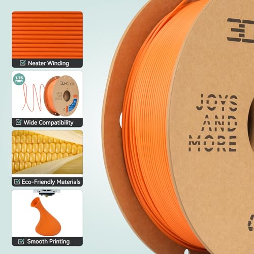 Image of 3DHoJor Matte PLA Filament 1.75mm, Upgrade 1kg Cardboard Spool PLA Filament 1.75 PLA 3D Printing Filament, Print with Most 3D Printers Using 3D Filament-Tangerine
