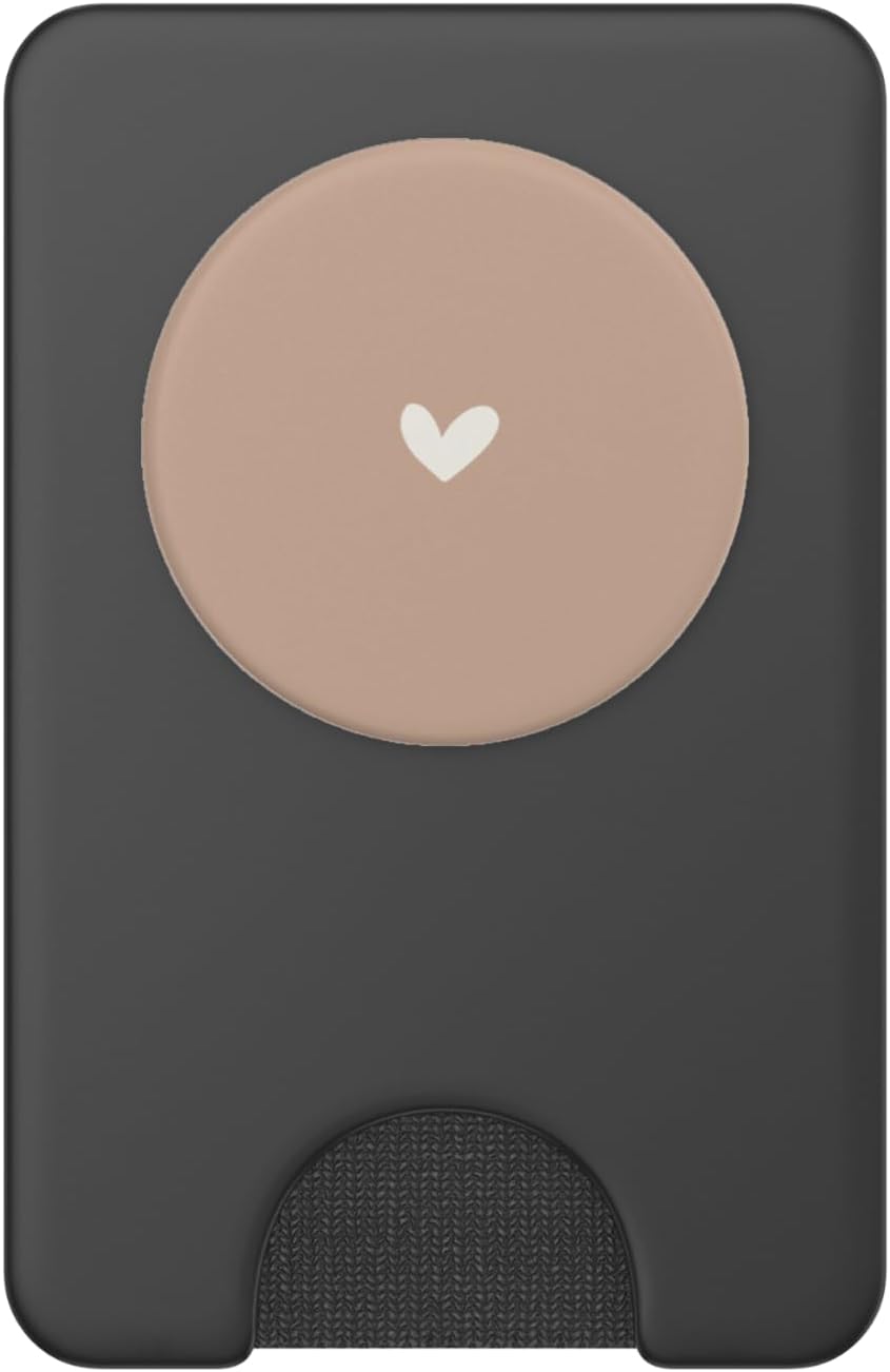 Dark Sand Beige - Cute Simple Chic Boho Hand Drawn Heart PopSockets PopWallet for MagSafe