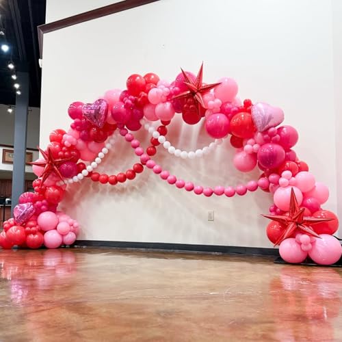 Image of YMSZ Red and Pink Balloons Arch Kit, Valentines Balloons Arch,134pcs Pink and Red Balloon for Birthday, Valentines, Anniversary Party Decorations