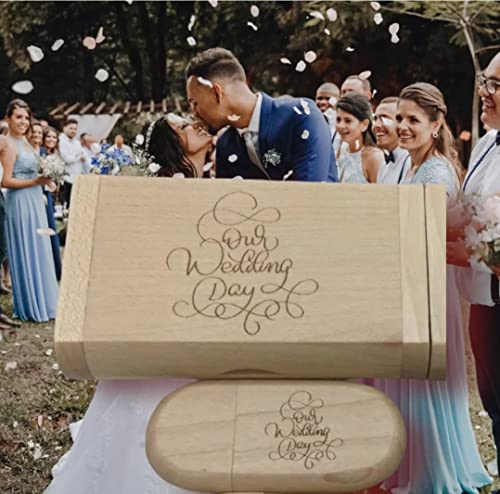 Walnut Wood usb memory stick flash drive 16GB USB Box Wedding Party Photos Engraved Our Wedding Story (Style 5)