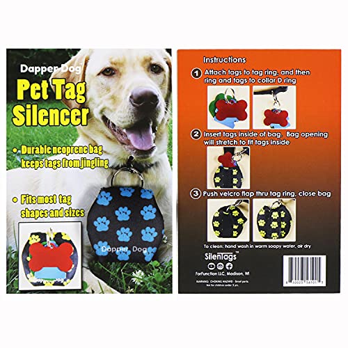 Image of Dapper Dog - Dog Tag Silencer with Tag Ring (Black with Dark Blue Paw Prints)