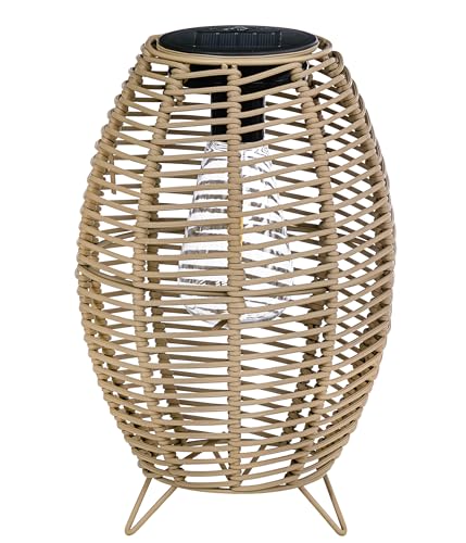 Dehner Solar-Laterne Mila, warmweiß, Ø 17.5 cm, Höhe 26.5 cm, Metall/Kunststoff, braun