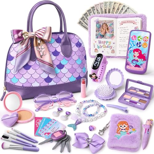 Juguetes de sirena para niñas con maquillaje infantil y reloj de verdad para viaje y disfraces