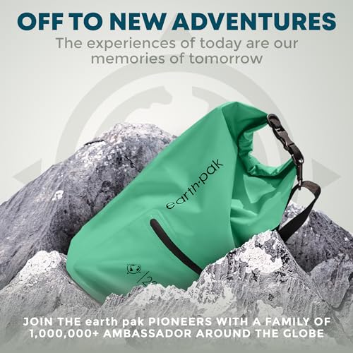 Earth Pak - Waterproof Dry Bag with Front Zippered Pocket Keeps Gear Dry for Kayaking, Beach, Rafting, Boating, Hiking, Camping and Fishing with Waterproof Phone Case