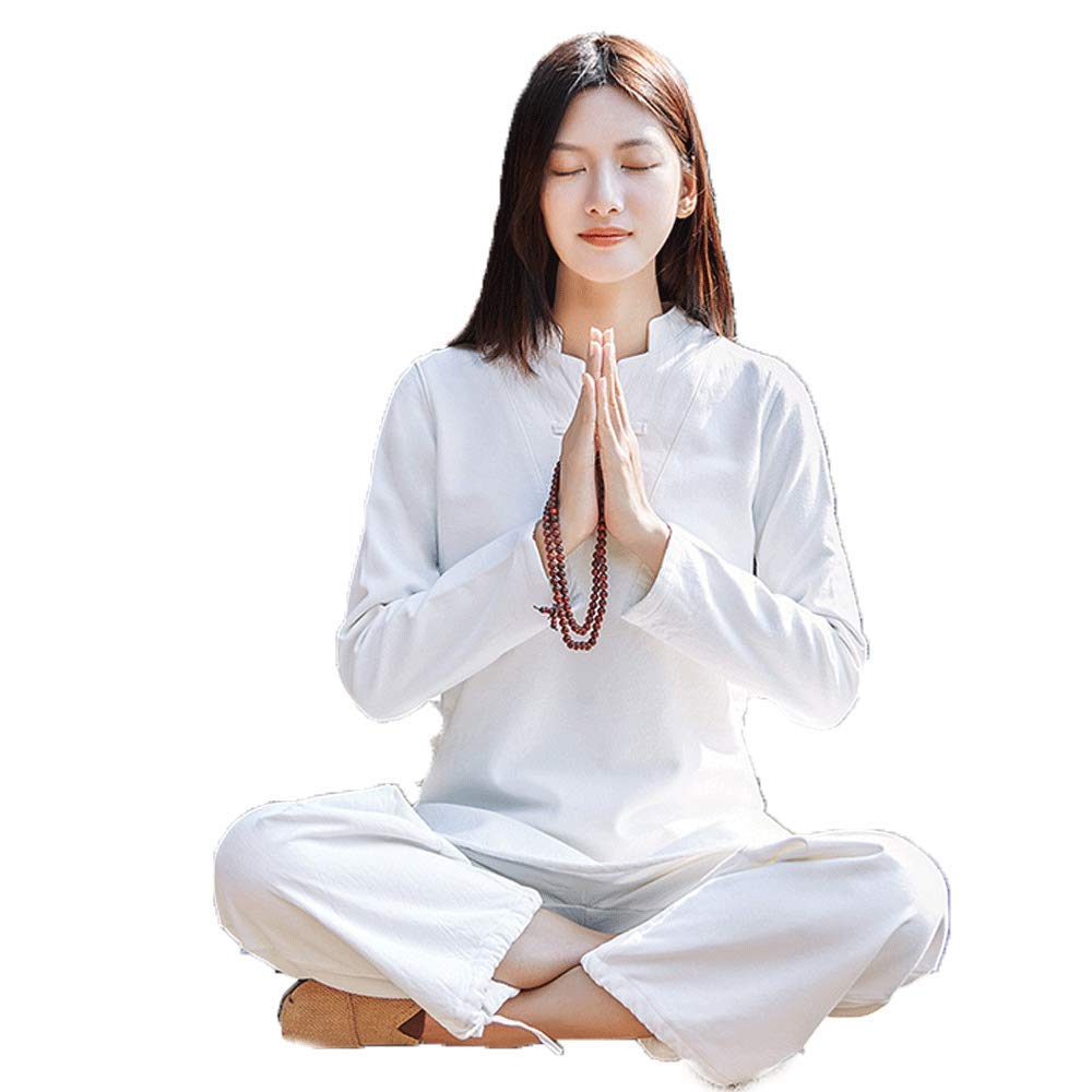 Tenue de Kung Fu et Qi Gong blanche ensemble ample pour dojo et parc