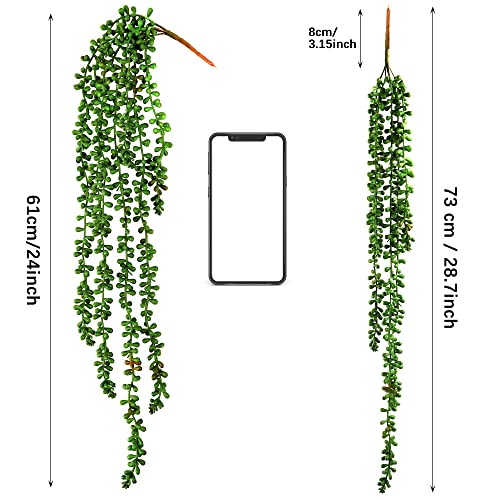 Hatoku 5Pcs Artificial Succulents Hanging Plants Bulk 2.4Ft Large Fake String Of Pearls For Wall Home Garden Decor（Unpotted） #TOP1