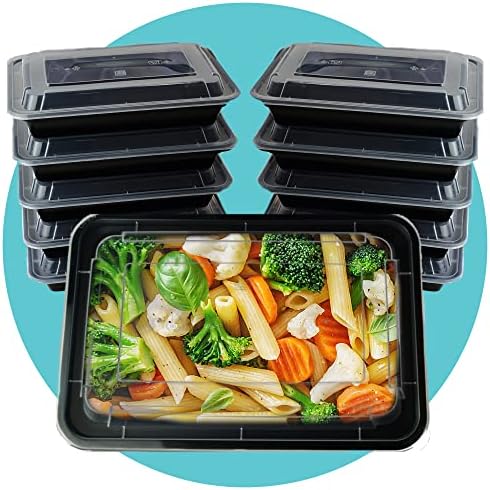 Triplast 10 x Meal Prep Containers (1 Compartment, 28oz) - Microwave, Freezer & Dishwasher Safe  BPA Free, Reusable, Leakproof & Stackable Food Storage Takeaway Boxes for Home, Office & School Use