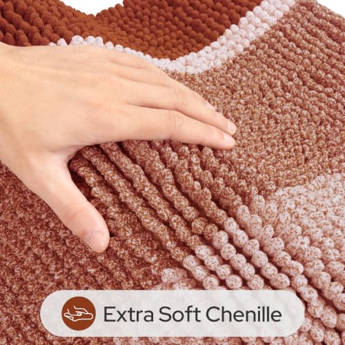 HOMEIDEAS Burnt Orange Bathroom Rugs Set, Chenille, 20"x32"+17"x24" by HOMEIDEAS - Used condition - Image 2