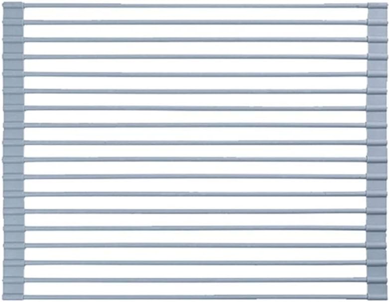Roll Up Dish Drying Rack Over The Sink Foldable Dish Drainer Silicone Covered Stainless Steel Rod Ends Multipurpose Kitchen Utensils Easy To Store(size:50x33cm)(Tobes - 12,45x33cm)