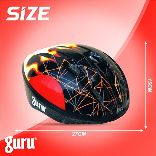 Image of GURU Cycling Helmet, Light Weight with Superior Ventilation, Helmet for Mountain, Road Bike & Skating Helmet with Premium Black EPS Foam Lining, Ideal for Adults and Kids