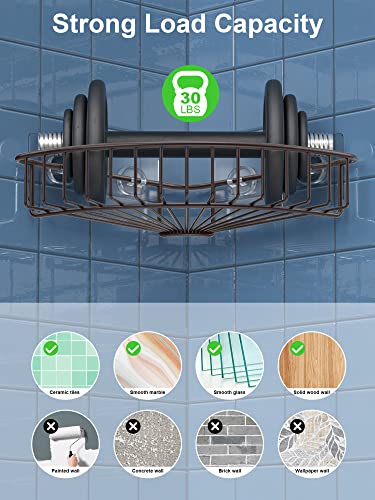 Smartake 2-Pack Corner Shower Caddy, Sus304 Stainless Steel, Wall Mounted Bathroom Shelf With Adhesive, Storage Organizer For Toilet, Dorm And Kitchen (Bronze) #TOP1