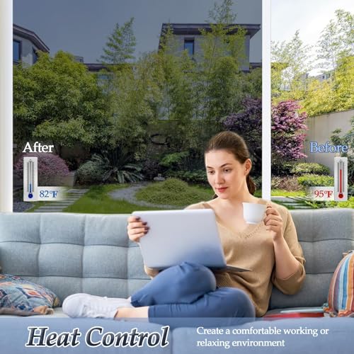 Niviy One Way Window Privacy Film with Installation Tools Window Tint for Home See Out Not in Effect Anti UV Heat Control Glass Door Film for Home Office (Black Silver 17.7" x 157.4")