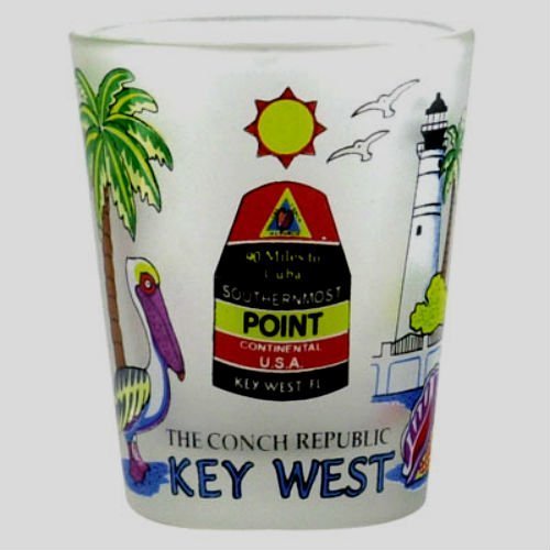 Key West Florida Southernmost Point Frosted Shot Glass