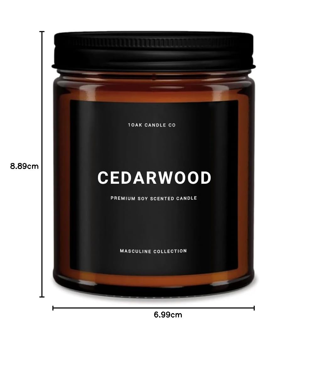 1OAK Velas perfumadas para hombre, vela de madera de cedro, velas amaderadas, decoración masculina, velas de larga duración, cera de soja (7 onzas)