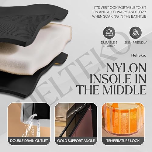 Image of Helteko Bath Tub for Adult for Bathroom, Foldable Tub for Home Use with Drainage Hole, Thickened Insulated Ice Bath Tub, Inflatable BathTub for Adults, Ice BathTub for Adults (Black Titan With Cap)