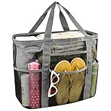 MAY TREE Extra Large Mesh Beach Bag with Multiple Pockets, Beach Tote Bag Ideal for Your Family Beac