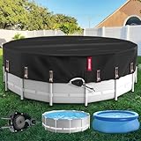 QH.HOME 18 Ft Round Winter Pool Cover with Fast Tightening Patented Ratchet,Pool Covers for Above Ground Pools, One-Piece Tear Resistant Swimming Pool Cover Protector with Upgraded Ultimate Windproof