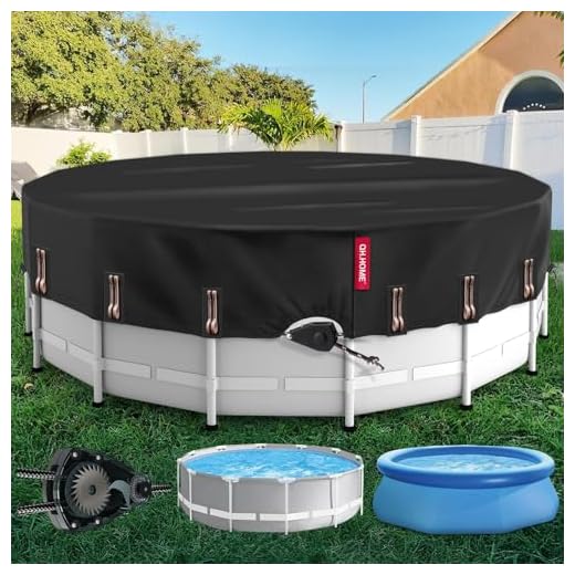 QH.HOME 18Ft Round Pool Cover with 738N Strong Tear Resistant [600D Upgrade Extra Dense Fabric] Swimming Pool Cover for Above Ground Pools, Solar Pool Cover with Fade Resistant, Windproof
