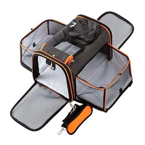 Bolsa De Transporte Pet Luxo Expansivel 43x28x28 Dobravél Para Viagem Aéreo Cabine Passeio Cães e Gatos