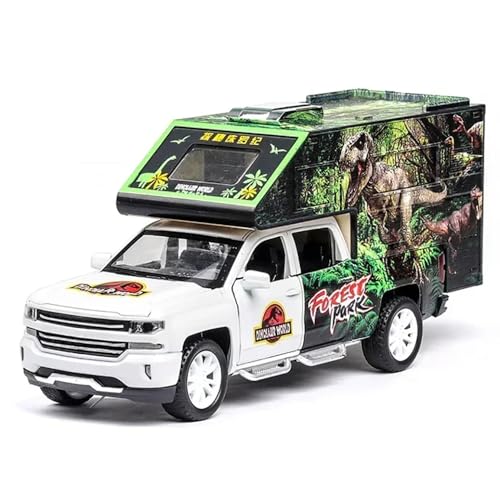 Image of DEUSON ECOM Die Cast Metal Car Jurassic Dinosaurs World 1:32 Diecast Car Model Transport Truck Light Sound Openable Door Pull Back